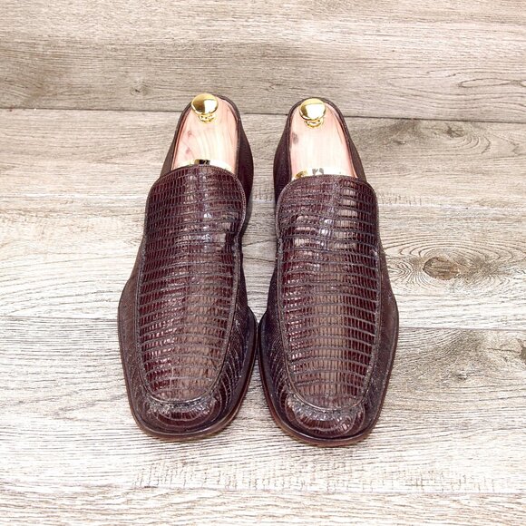 $895 Nordstrom BALLY Genuine Lizard Loafer 11 D Brown * add $15 Cedar Trees - Picture 2 of 14